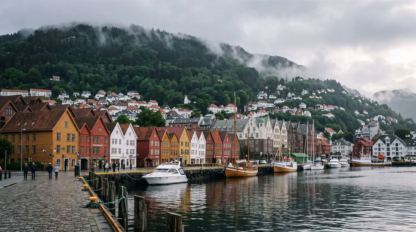 Bryggen i Bergen sett fra havnen